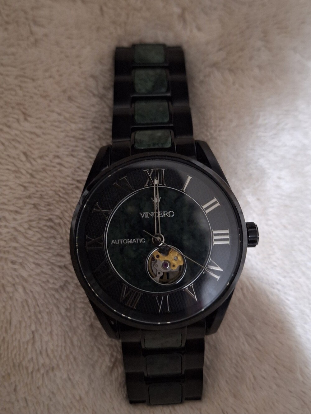 Mens Vincero Marble Automatic Black / Verde Watch